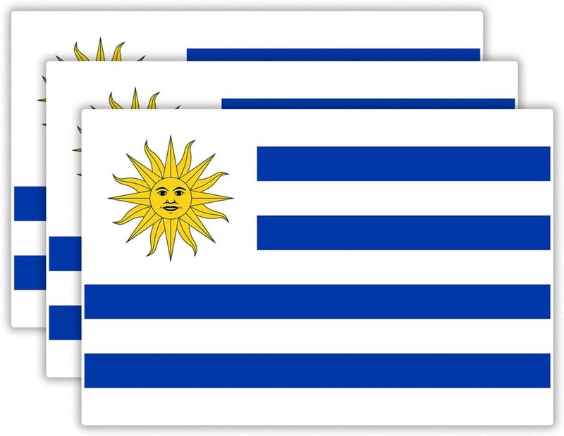 EMMACELA (3PCS) Uruquay Flag stickers, Countries Flag Stickers - Waterproof Vinyl Decals For Laptops, Tumblers, Water Bottles, Books, Scrapbooks, Size 3 x 2 Inch - Image 1